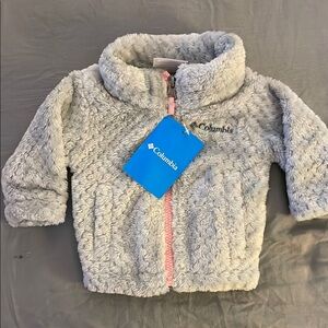 Columbia “Fire Side” Sherpa Full Zip Sweater in Light Gray Youth Size 0/3  *NWT*